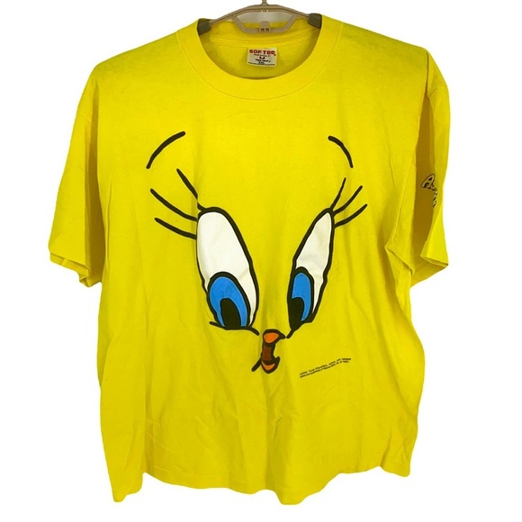 Vintage Men’s Yellow/White Single Stitch Astroworld Tweety Cotton T-Shirt XXL - Picture 1 of 9